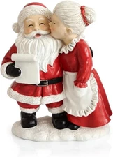 Mr & Mrs Santa Claus Resin Figurines Set – Vintage Hand-Painted Christmas Decor