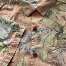 Tommy Bahama Shirt Mens 2XL Orange Silk Original Fit Hawaiian Floral Camp Casual