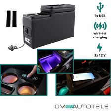 LED USB Schwarz Induktion Staufach Mittelkonsole Multi Ablage f&uuml;r alle VW T5 T6
