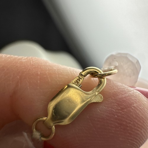 Vintage 14 K yellow gold 16 inch rose quartz necklace - Picture 5 of 15