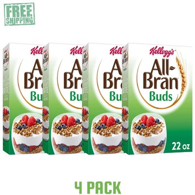 New 4 pack Kellogg's All Bran Buds Breakfast Cereal 8 Vitamins and Minerals High