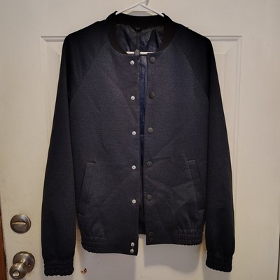 Topman Men's Bomber Jacket Size 36 Navy Blue Snap closure