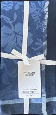 Williams-Sonoma Blue Paisley Linen-Cotton Napkins – Set Of 4, French Country Style