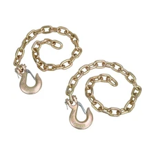 2 Pack 3/8" x 35" G70 Steel Trailer Safety Tow Chain w/ 3/8" Forged Safety Hooks