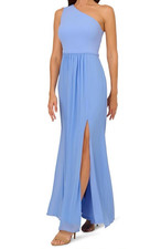Adrianna Papell One Shoulder Special Occasion Gown Electric Ice Size 8 NWT  $139