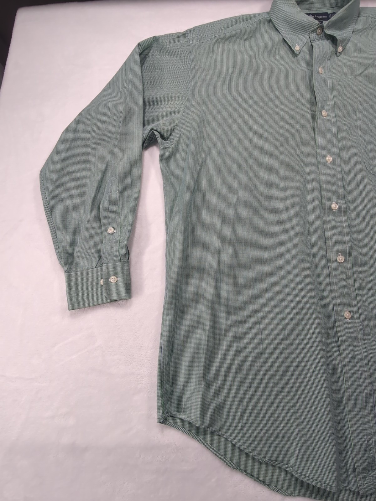 Polo Ralph Lauren uomo Yarmouth cotone pony tasca camicia verde quadrati 15 5 34