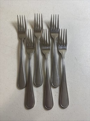 Oneida TRESS HOLLIS Stainless Flatware Dinner Forks 7 1/4  Set Of 6 Satin