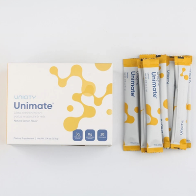 Unicity Unimate Yerba Mate Lemon Flavor 30 Packets Energy Focus