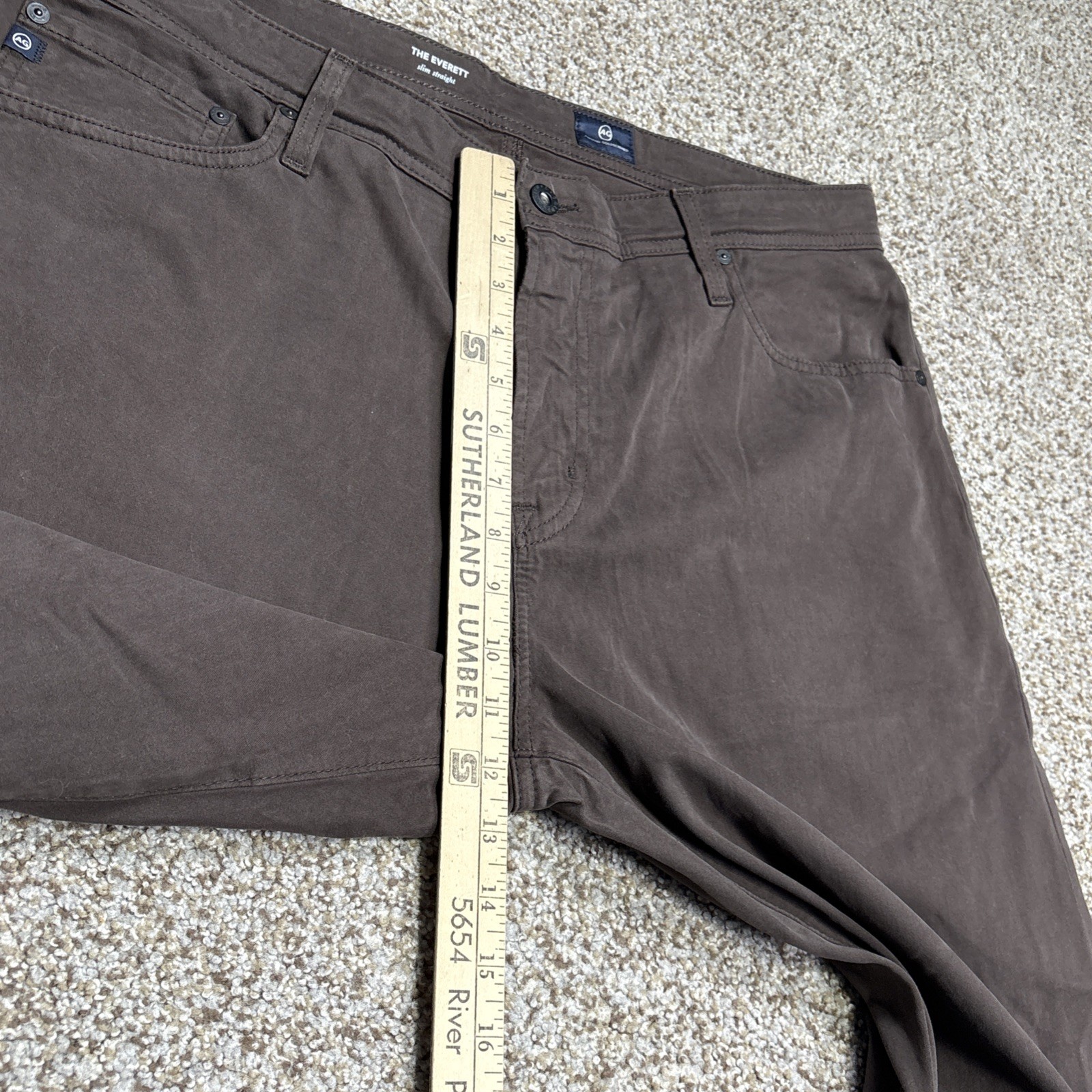 AG Adriano Goldschmied Everett Slim Straight Brown Pants Mens 38x34 Fits 38 X 35 - View 8