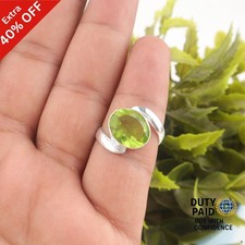 Valentines Deal Peridot Gemstone Sterling Silver Anniversary Band Ring Jewelry