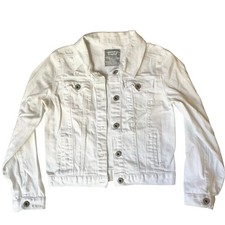 Levi s Youth Girl Denim Jacket size L 12-13 yrs White Button Down Chest Pocket