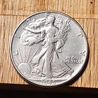 1945 Walking Liberty Half Dollar 50C Silver 0.9 Fine KM#142 Business PHILA 450