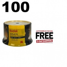 100 Kodak Double Layer 8.5GB 8X DVD+R DL (Logo Top) **1-3 DAYS