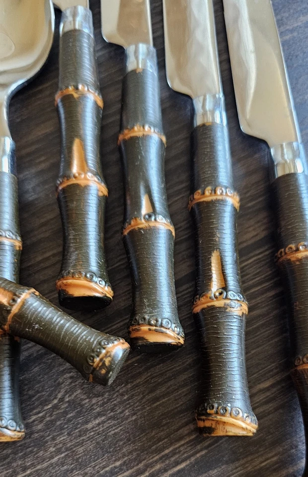 Набор сервировок из 4 предметов столовое серебро бамбук нержавеющая сталь - Изображение 3 из 4