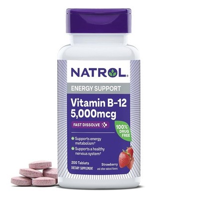 Natrol B12 5000 mcg Fast Dissolve, Energy Metabolism, 200 Tablets