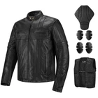 ILM Men Real Cowhide Leather Motorcycle Jacket CE Armor Removable Thermal Liner