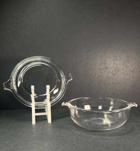 Vintage PYREX #019 600 ml Transparent Clear Glass Baking Dish w/ Matching Lid