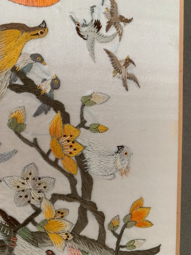 Unframed Vintage Chinese Silk Embroidery Bird Picture - 第 8/18 張圖片
