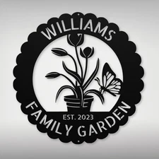 Personalized Garden Flower Metal Sign Custom Outdoor Decor Home Office Gift Idea