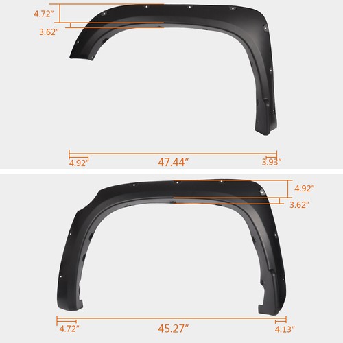 4PC Fender Flares Fit For 2014-2021 Toyota Tundra 2015-2017 Pocket Rivet Style - Picture 3 of 12