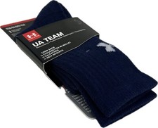 Under Armour Team Kids Navy Blue Crew Polyester UA Logo Performance Socks L 1-4