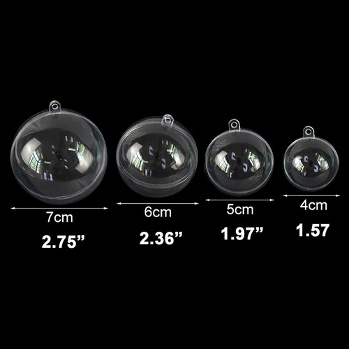 10× Christmas Tree Clear Ball Clear Baubles Plastic Fillable Sphere Ornament USA - Picture 10 of 12