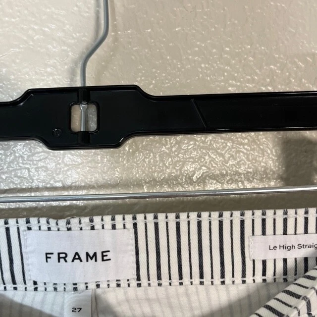 框架牛仔裤女式 27 Le 高直白色黑色条纹牛仔 26 — 第 3/4 张图片