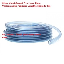 CLEAR FLEXIBLE PVC TUBE - AIR WATER FOOD  OIL HOSE PIPE VARIOUS SIZES
