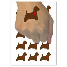 Westie West Highland White Terrier Dog with Heart Temporary Tattoo Set