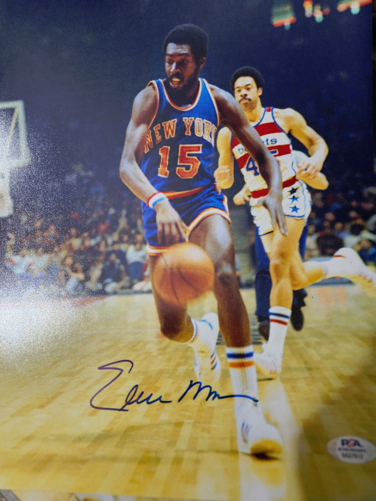 Earl Monroe Autographed Signed New York Knicks 11x14 vs Baltimore B. photo PSA DNA 