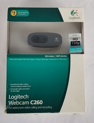 Logitech C260 Web Cam Widescreen Video Calling Recording Built-In Mic New