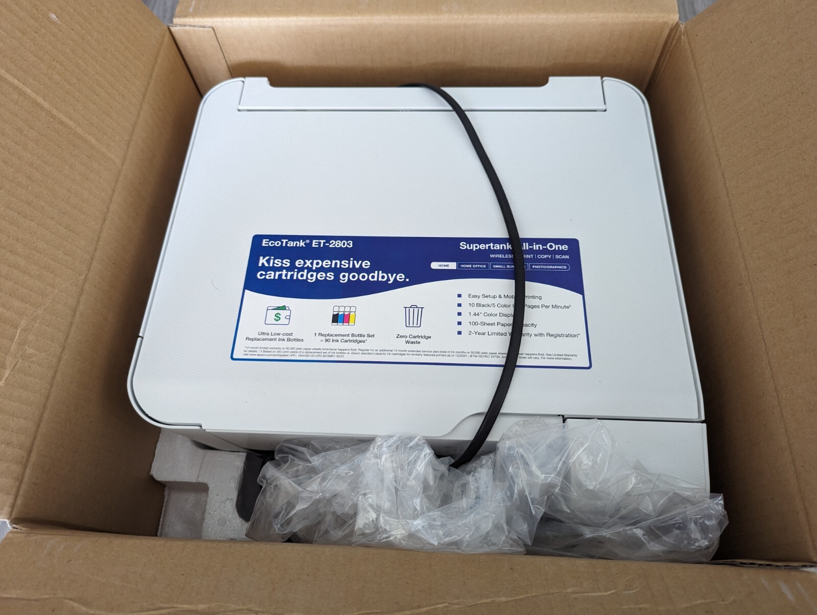 Epson EcoTank ET2803 Color Inkjet AllInOne Printer White