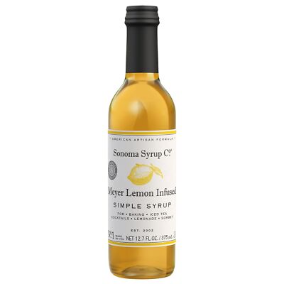 Meyer Lemon Infused Simple Syrup 12.7 Fl Oz Non GMO Handcrafted USA