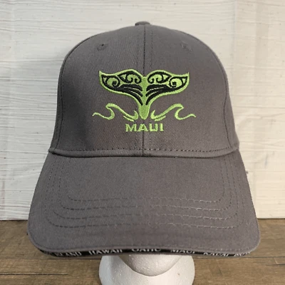 Maui Dolphin Tail Hat Cap Hawaiian Headwear Adjustable Grey Green Embroidered - Image 1 of 4
