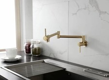 Brass Pot Filler Faucet Wall-Mounted Kitchen Faucet Single Cold Brushed Gold Tap
