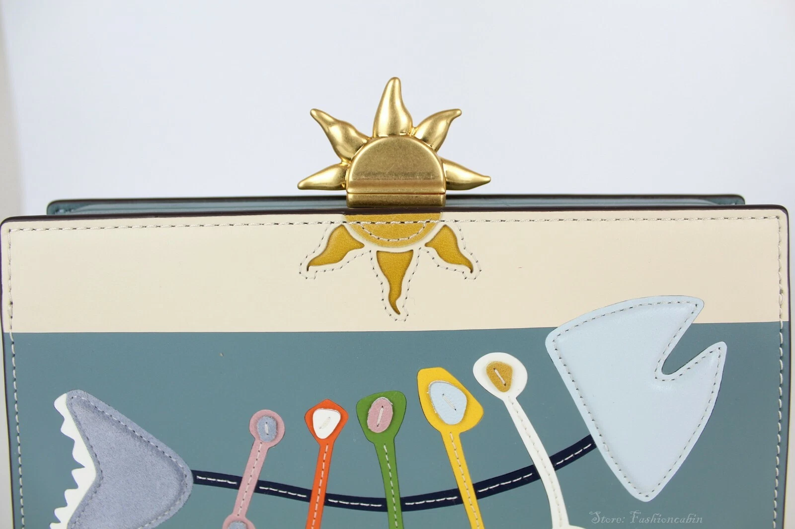 WANDLER Mini borsa a tracolla nuova con etichette TORY BURCH Fish appliqué Frame colore: Artico prezzo al pubblico consigliato $598