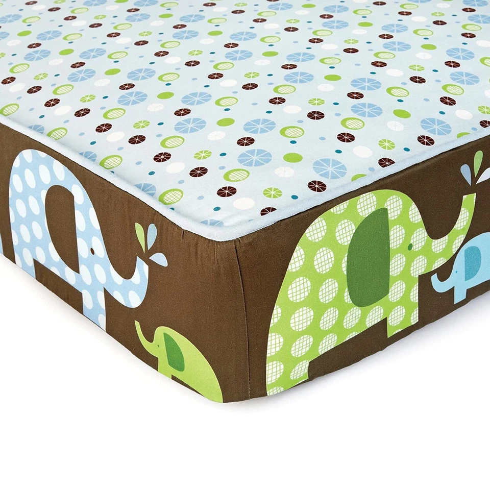 New Skip Hop 4 Piece Bumper Free Crib Baby Nursery Bedding Set Elephant Parade - Image 4 of 4