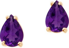 14K Yellow Gold Pear-Shaped Amethyst Earrings