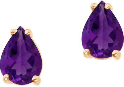 Ohrringe 14 Karat Gelbgold birnenförmiger Amethyst
