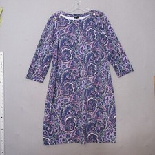 Talbots Dress Women XLP Petite Purple Floral Paisley Nylon Spandex Career Office
