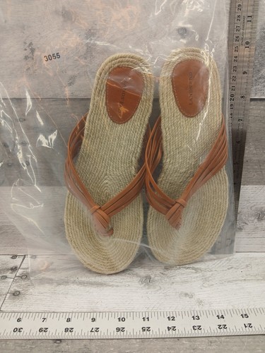 Land's End Espadrille Thong Sandals Flats Women's Sz US 9 Leather Straps 3055 - Picture 12 of 12