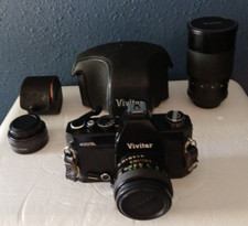 Vivitar 400 S/L 35MM Camera/Electronic Flash/Telephoto Lens  Extra Lens