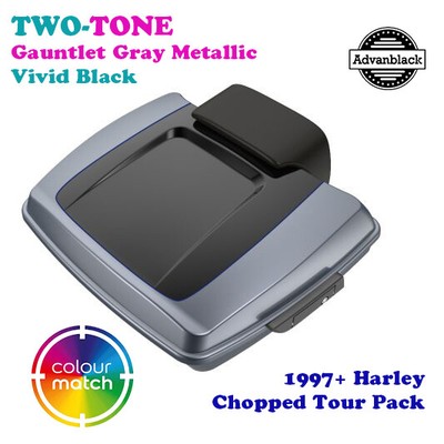 Gauntlet Gray & Vivid Black 2-Tone Chopped Tour Pack Fit 97+ Harley Road