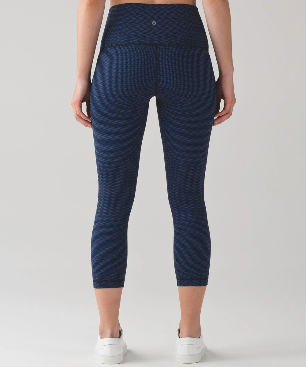 Lululemon Crop Leggings Yoga Capri Blue Black 4