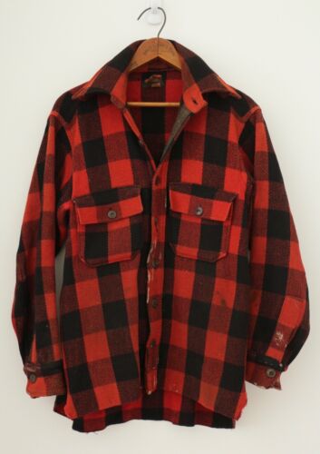 Vtg Woolrich Jacket 1940s Wool Buffalo Check Hunti