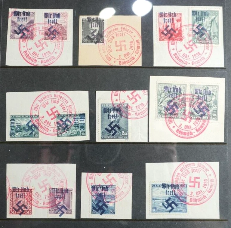 Checoslovaquia lote fino en pieza sellos sobreimpresos Kamnitz todos firmados Foto 3 de 3