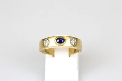 Ring 18 Karat Gold Saphir Brillanten Bandring Goldring Schmuck Geschenk - Bild 1 von 4