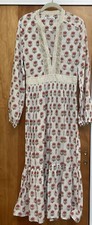 193 Reformation Block Print Floral  MIDI Boho Cotton Dress 2