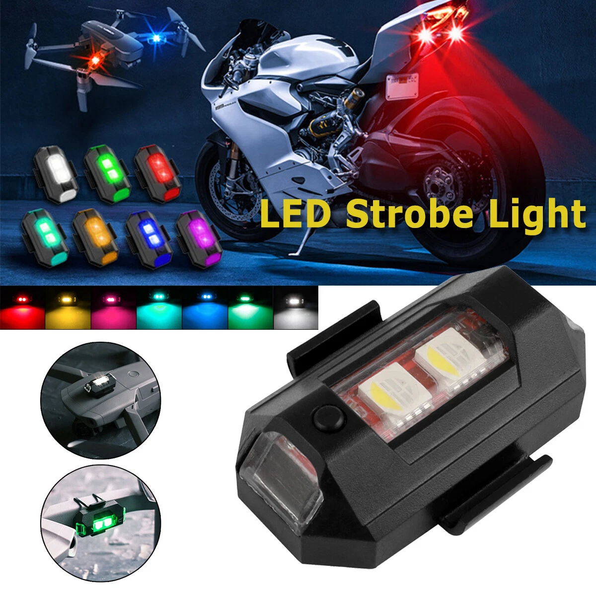 Led Aircraft Strobe Lights Usb Charging, 7 Colors Led Strobe Drone