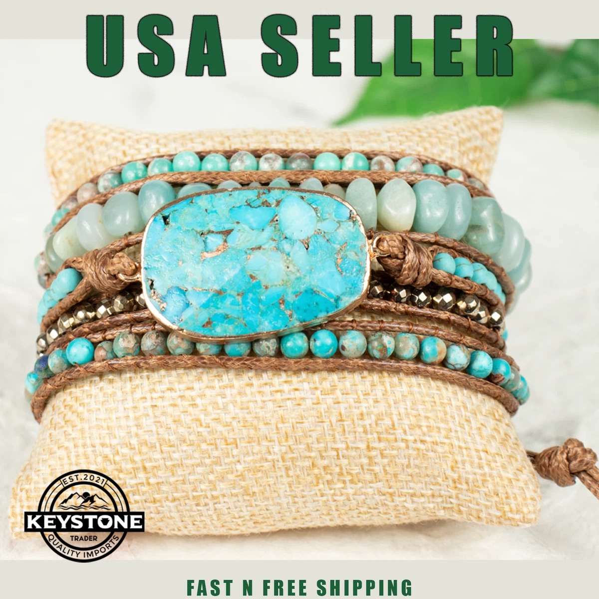 Turquoise leather hotsell wrap bracelet